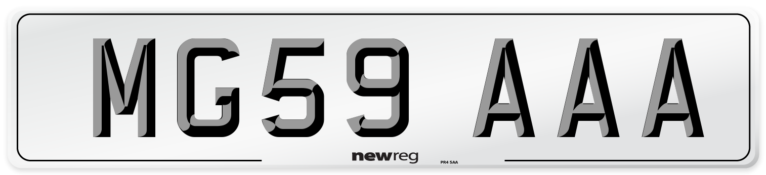 MG59 AAA Number Plate from New Reg